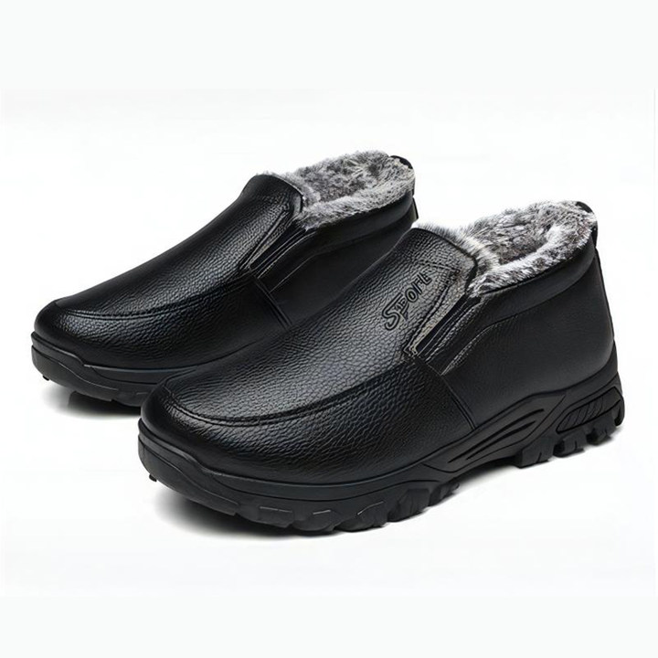 🔥Last Day 69% OFF-Men's Warm Comfortable Waterproof Fleece Cow Leather Snow Boots