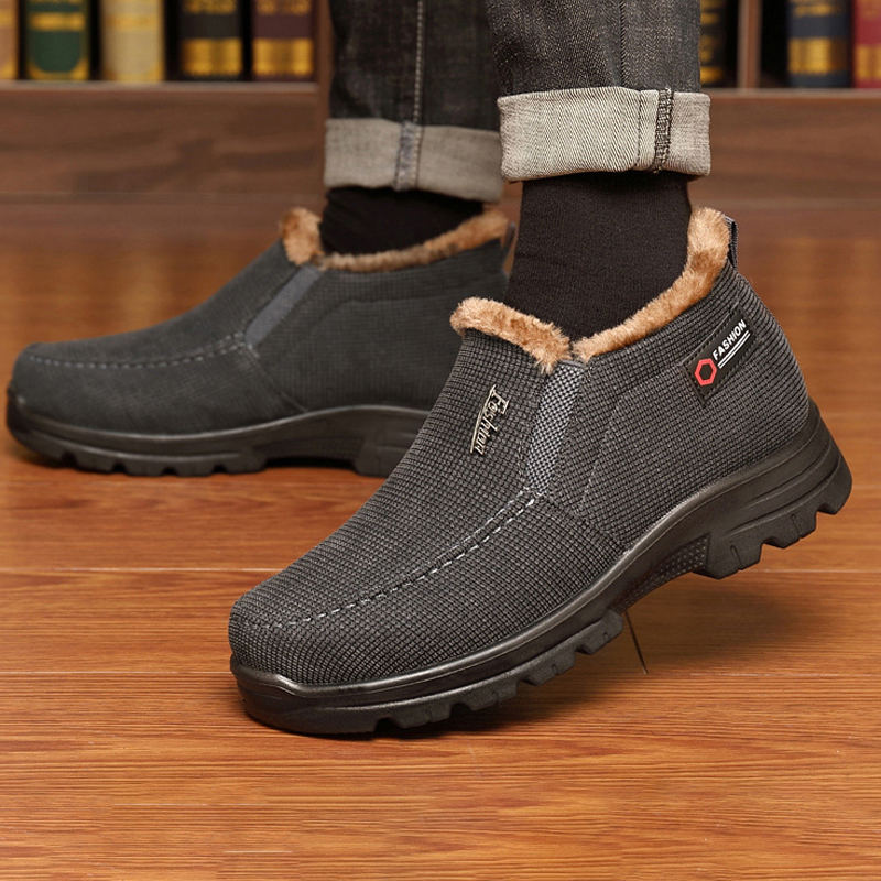 Men's  Comfortable Arch Support Waterproof Fleece Genuine Leather Snow Boots
