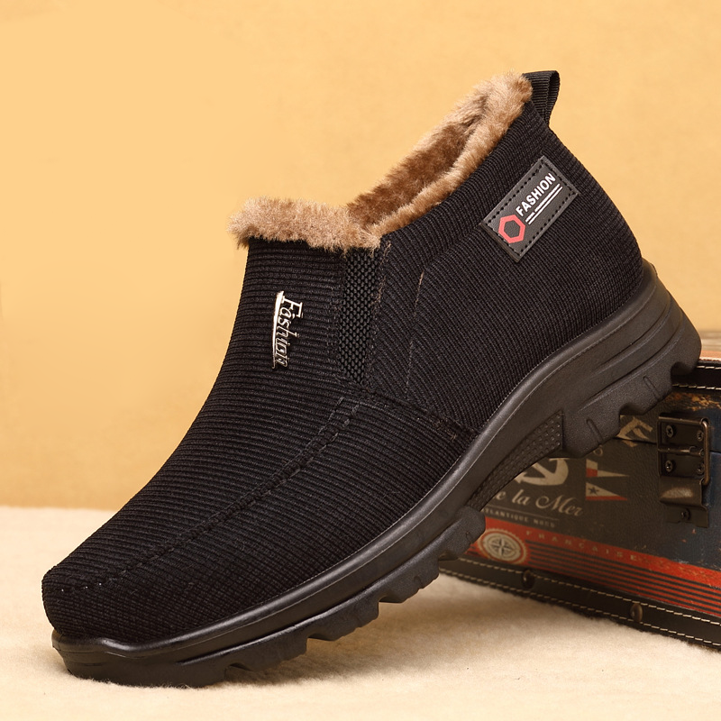 Men's  Comfortable Arch Support Waterproof Fleece Genuine Leather Snow Boots