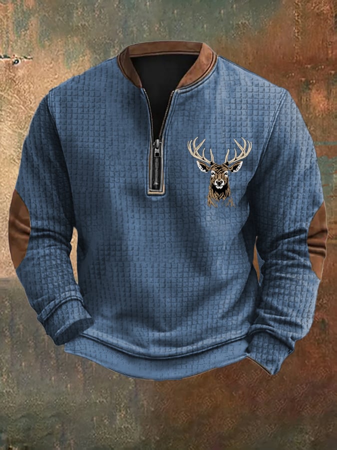 Men's Western Vintage Elk Check Sweatshirt