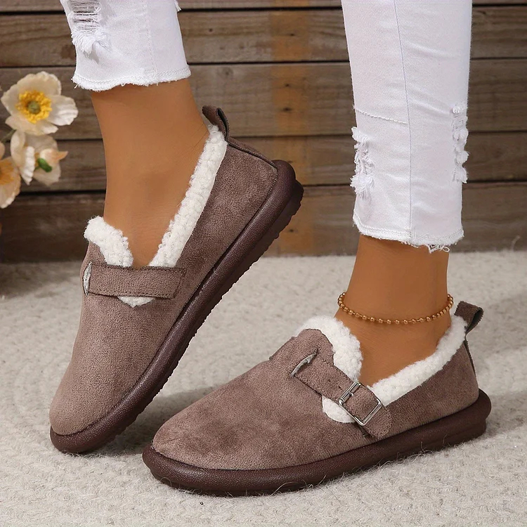 🔥Last Day Promotion70% OFF - Women's Plush Round Toe Slip-On Orthopedic Shoes
