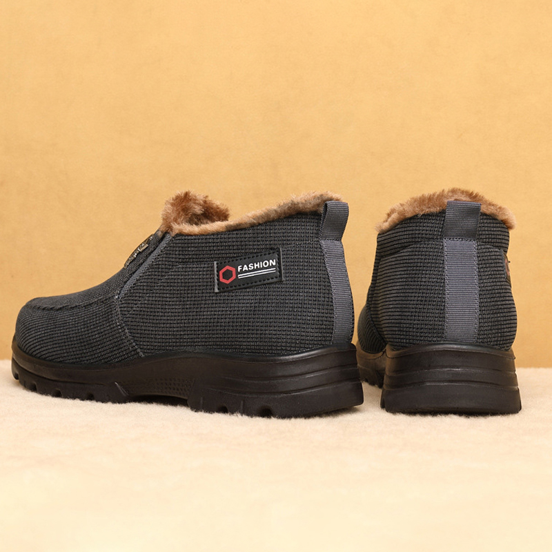 Men's  Comfortable Arch Support Waterproof Fleece Genuine Leather Snow Boots