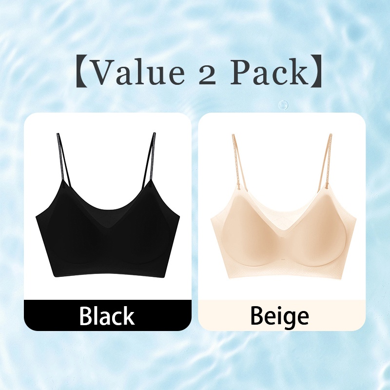 VEIMIA Cooling Seamless Bra Refreshing Summer, Nude Feeling Soft Support Invisible Spaghetti Straps Bra
