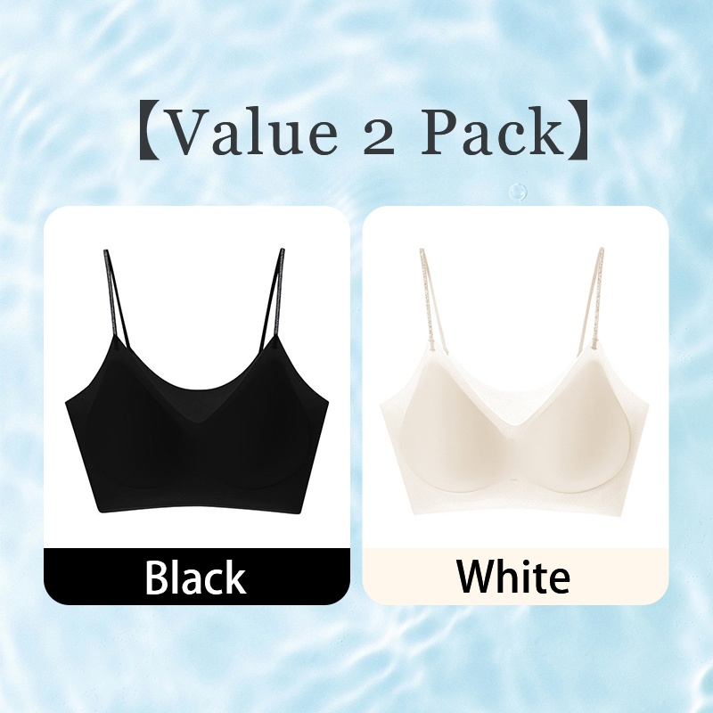VEIMIA Cooling Seamless Bra Refreshing Summer, Nude Feeling Soft Support Invisible Spaghetti Straps Bra