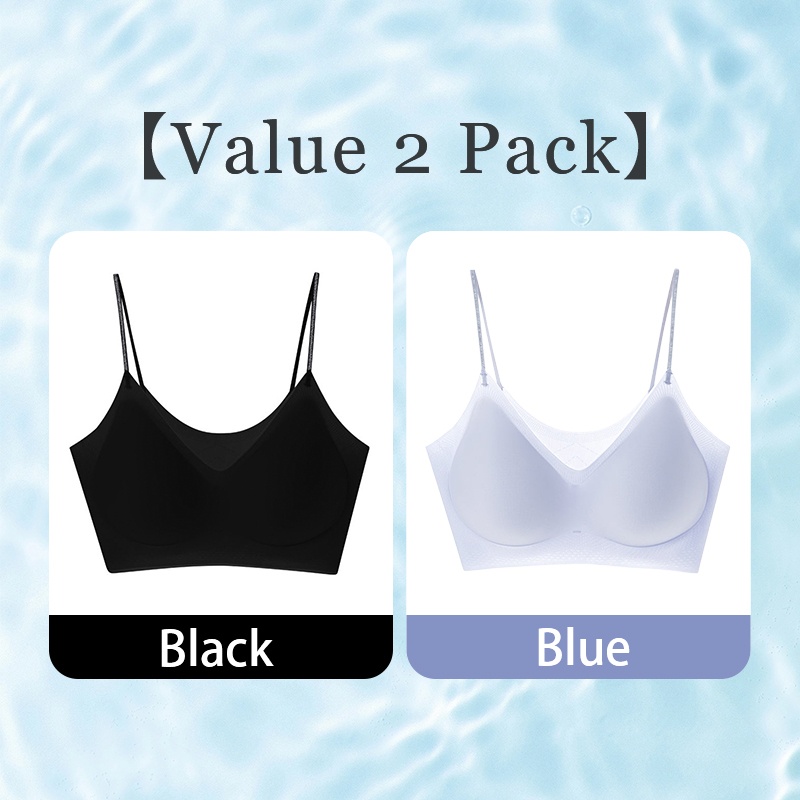 VEIMIA Cooling Seamless Bra Refreshing Summer, Nude Feeling Soft Support Invisible Spaghetti Straps Bra