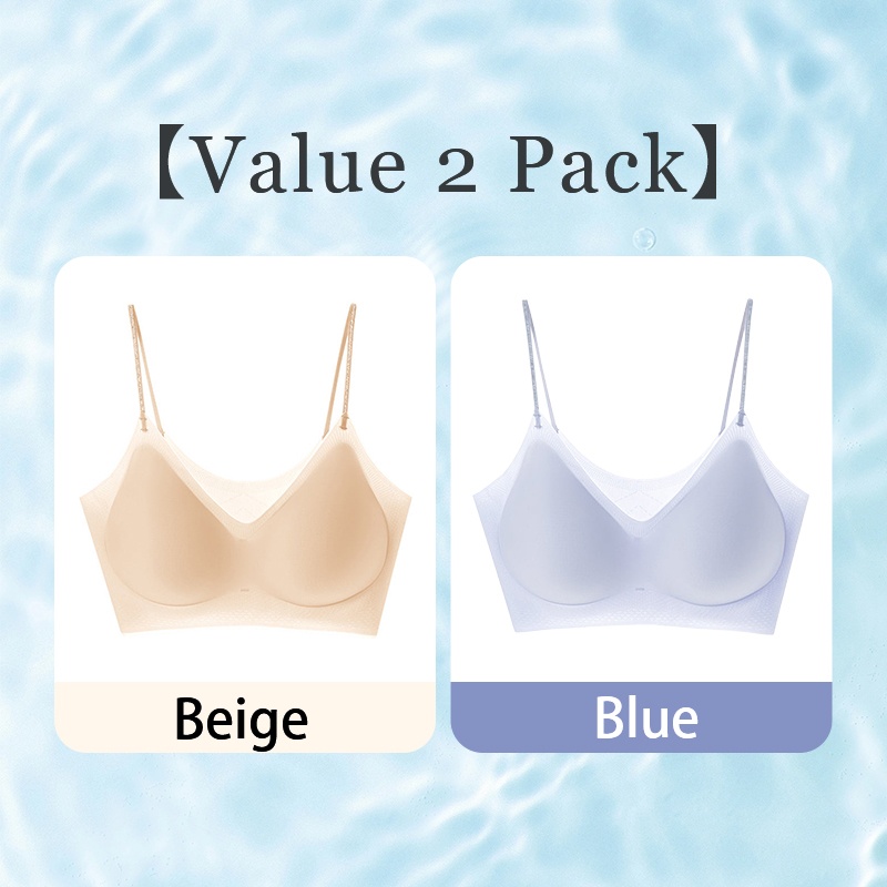 VEIMIA Cooling Seamless Bra Refreshing Summer, Nude Feeling Soft Support Invisible Spaghetti Straps Bra