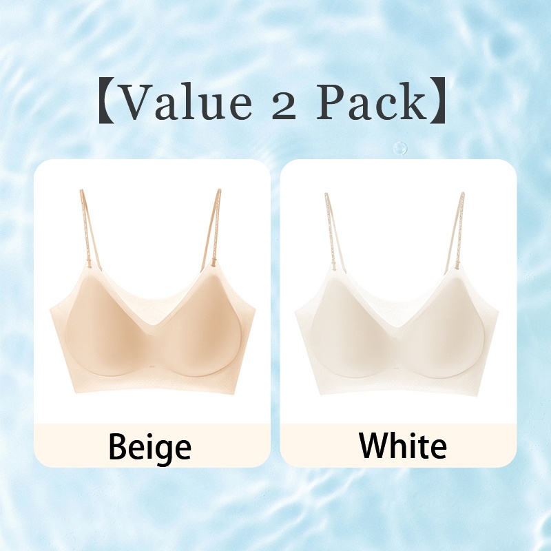 VEIMIA Cooling Seamless Bra Refreshing Summer, Nude Feeling Soft Support Invisible Spaghetti Straps Bra