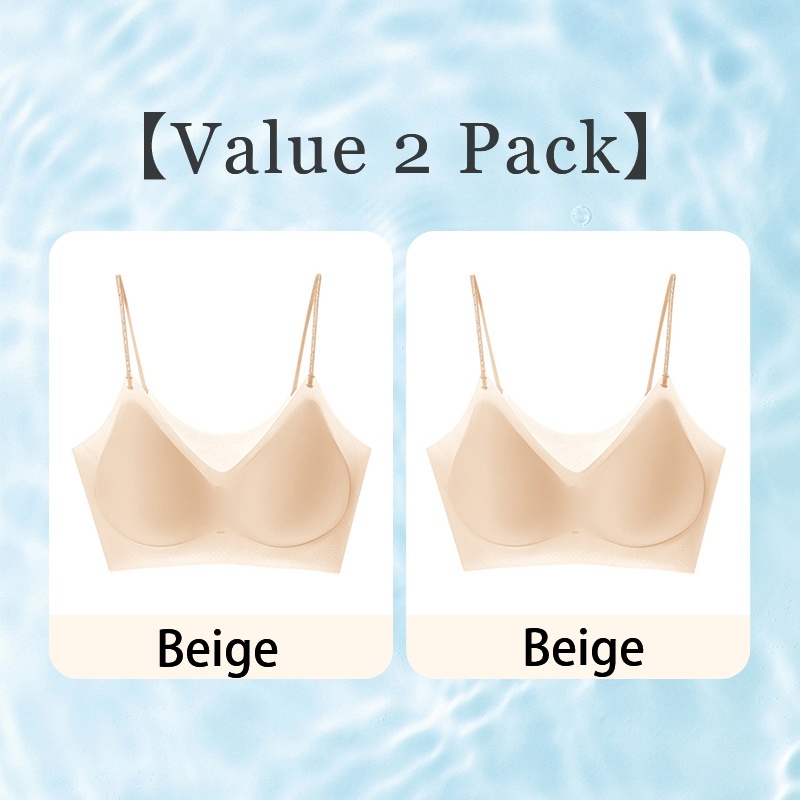 VEIMIA Cooling Seamless Bra Refreshing Summer, Nude Feeling Soft Support Invisible Spaghetti Straps Bra