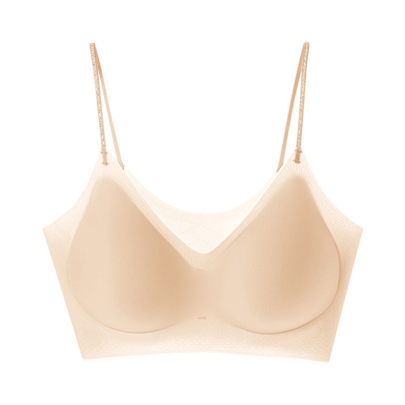 VEIMIA Cooling Seamless Bra Refreshing Summer, Nude Feeling Soft Support Invisible Spaghetti Straps Bra