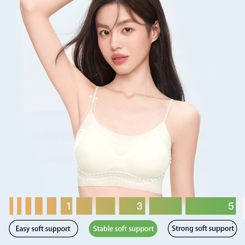 VEIMIA Cooling Seamless Bra Refreshing Summer, Nude Feeling Soft Support Invisible Spaghetti Straps Bra