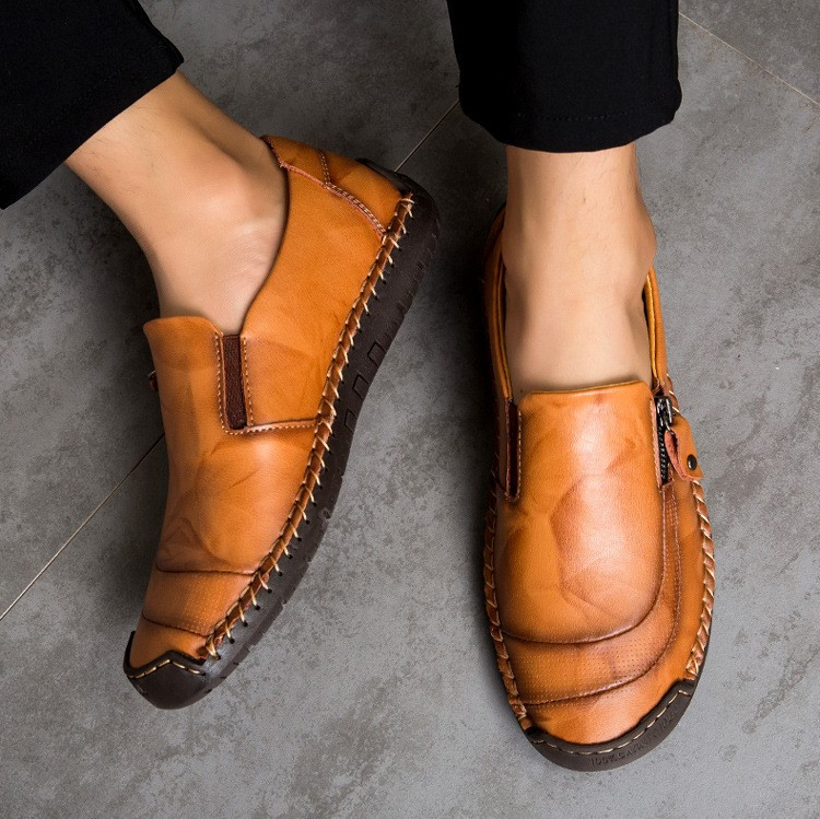 Men Leather Casual Shoes Orthopedic Closed Toe