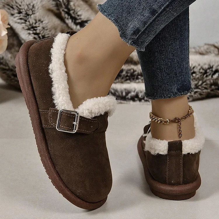 🔥Last Day Promotion70% OFF - Women's Plush Round Toe Slip-On Orthopedic Shoes