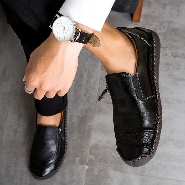 Men Leather Casual Shoes Orthopedic Closed Toe