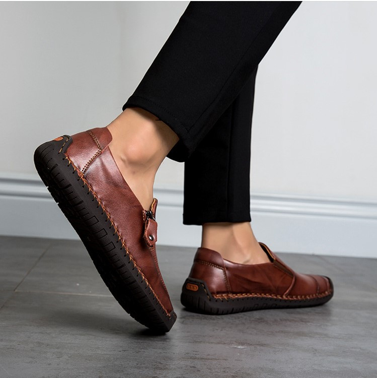 Men Leather Casual Shoes Orthopedic Closed Toe