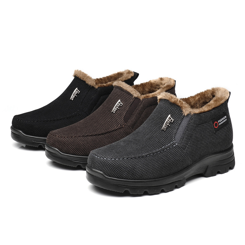 Men's  Comfortable Arch Support Waterproof Fleece Genuine Leather Snow Boots