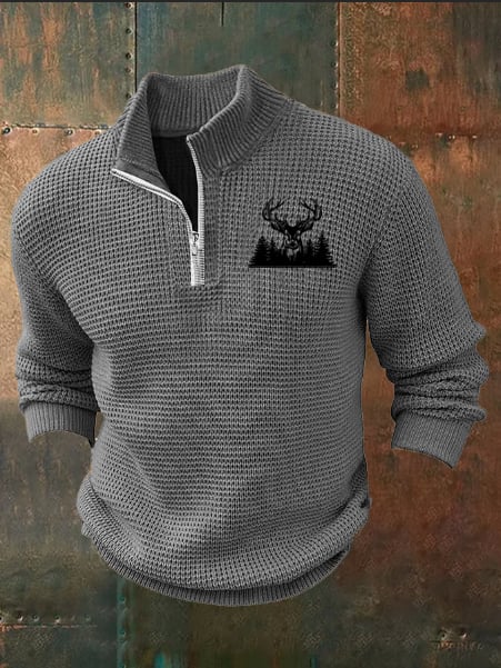 Men's Aintage Elk Antlers Print Sweater