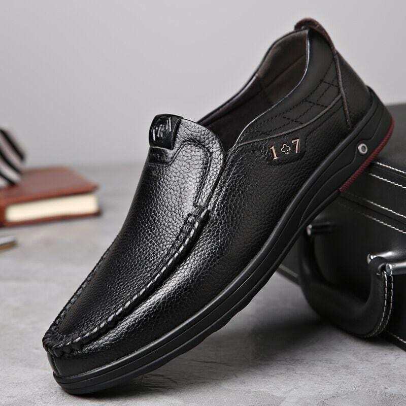 🔥Hot Sale🎁--50% OFF 🎉 Mens Leather Soft Insole Casual Business Slip On Loafers