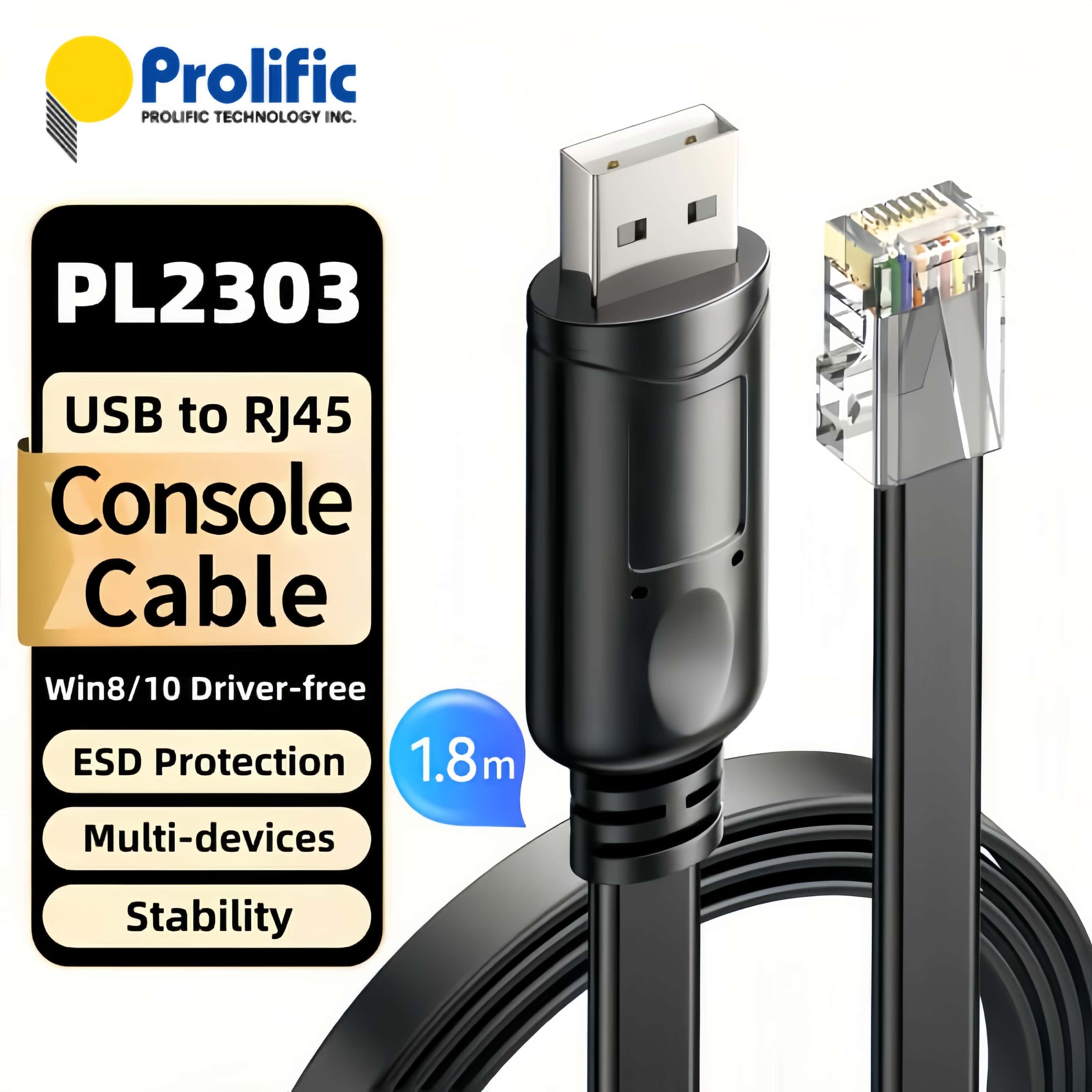 Prolific PL2303 Chip USB to RJ45 Console Rollover Cable-6FT | PINOWELL