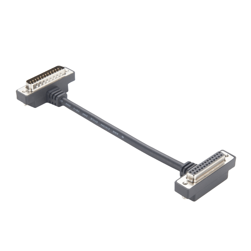 Right Angled DB25 Male to Female Extension Cable