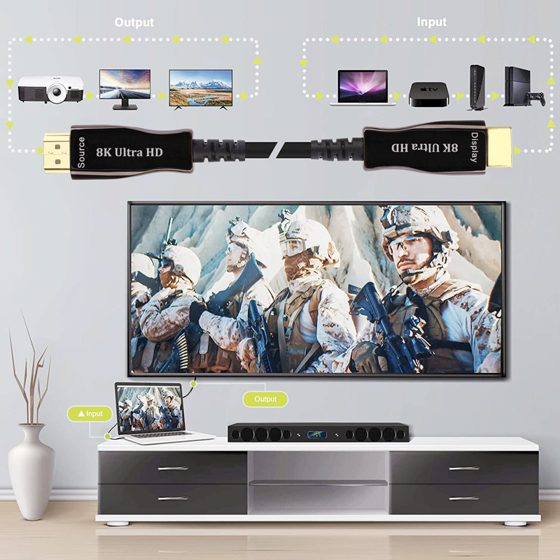 HDMI 2.1 Fiber Optic Cable 8K Ultra High Speed Directional Active Cord -PINOWELL