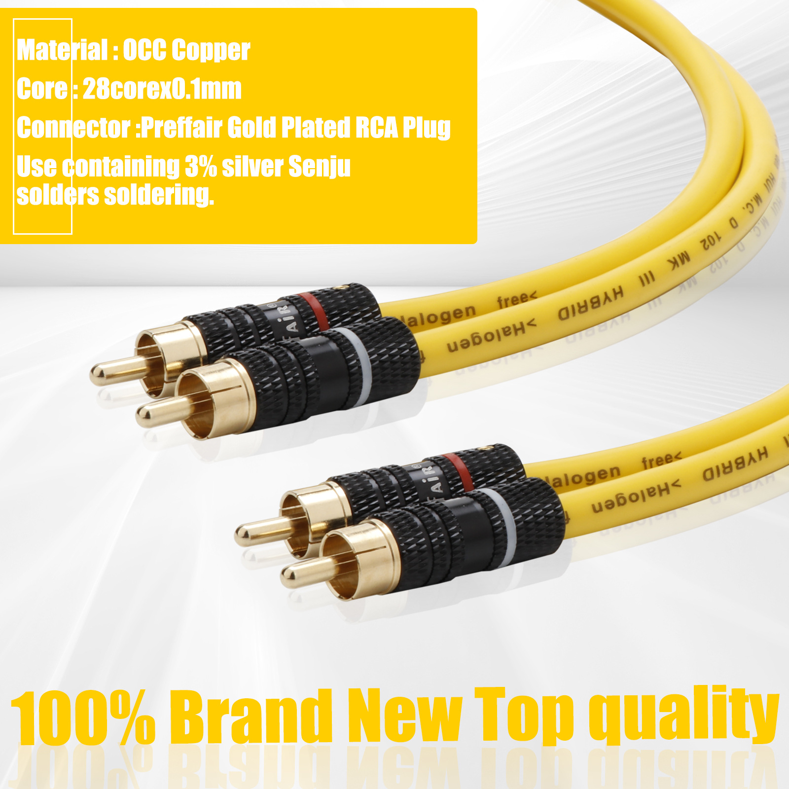 Preffair RCA Cable OFC Gold-plated RCA to RCA Male Plug HIFI RCA Cable