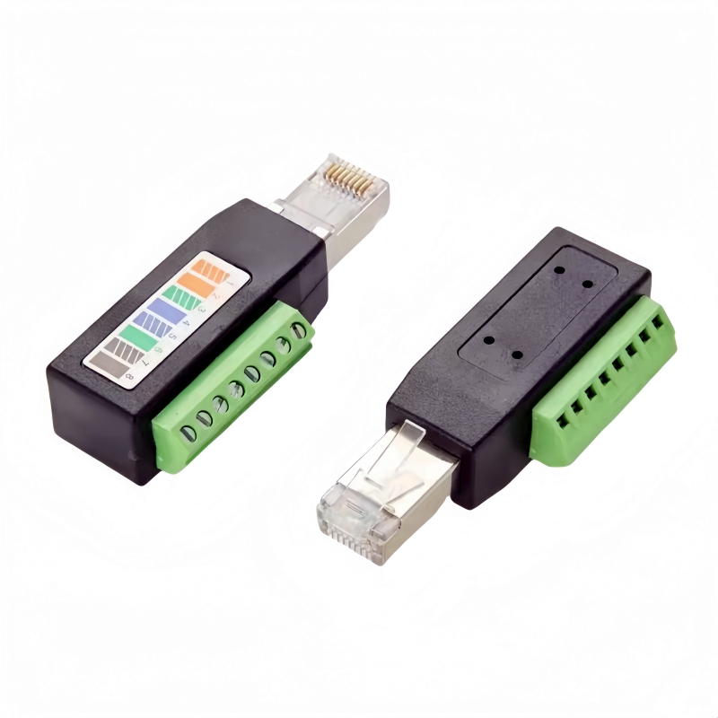  RJ45 male to 8Pin Screw Terminal Block