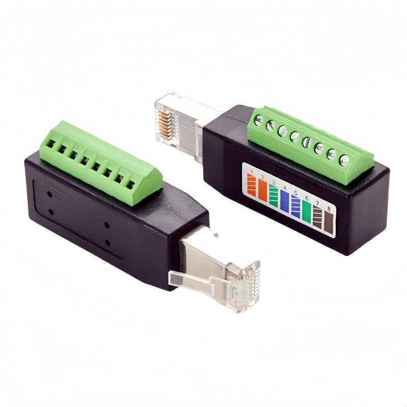  RJ45 to 8Pin Screw Terminal Block Adapter