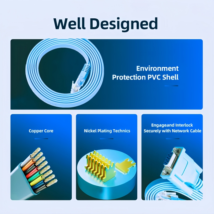 High quality RJ45 to DB9 Rollover Console Cable