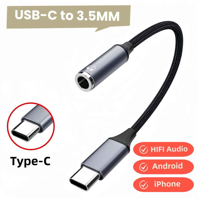 USB Type-C to 3.5mm Female Audio Adapter 