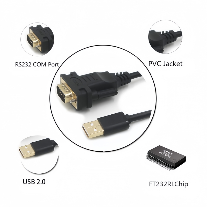 High Quality FTDI USB to RS232 Serial DB9 Converter Cable