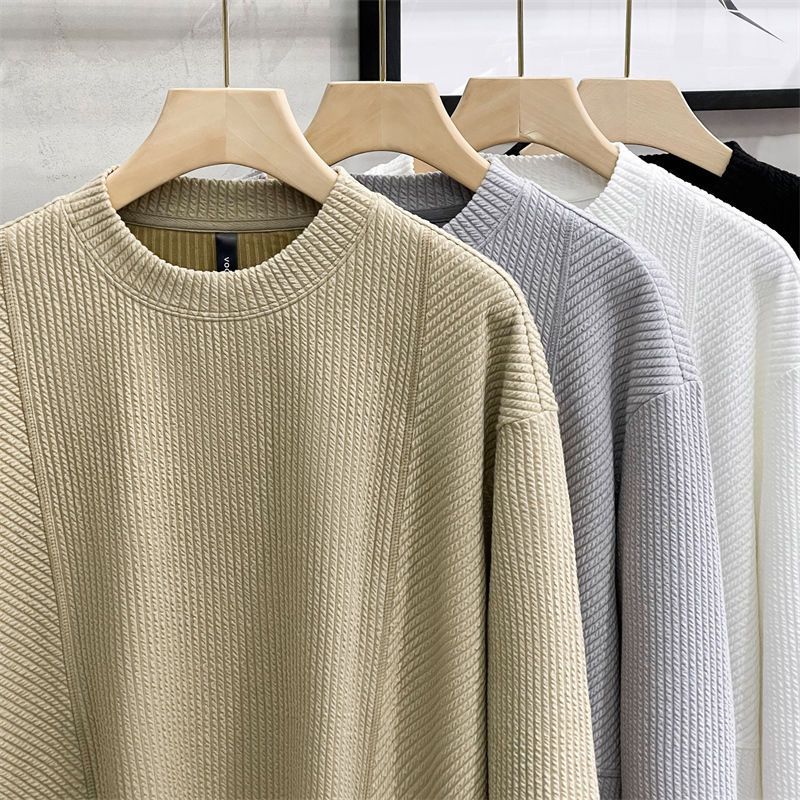 Men's striped round neck long-sleeved T-shirt