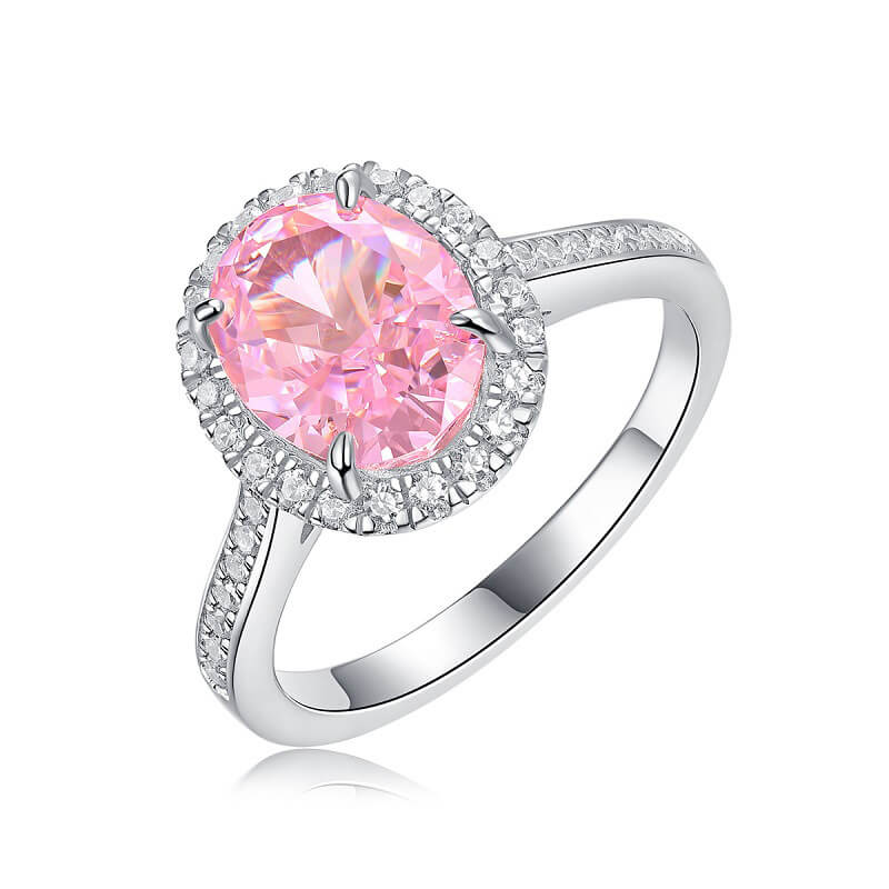 S925 Fashion Pink High Carbon Diamond Ring