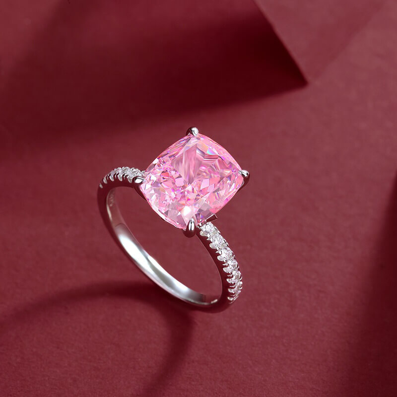 S925 Cake Pink High Carbon Diamond Ring-MARDAZA