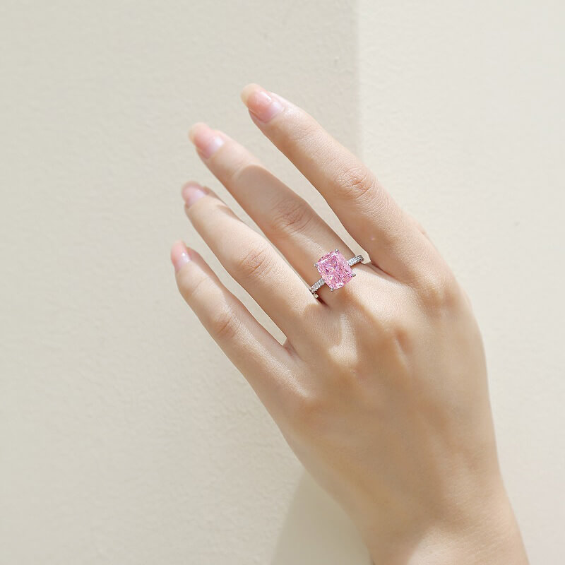 S925 Cake Pink High Carbon Diamond Ring-MARDAZA