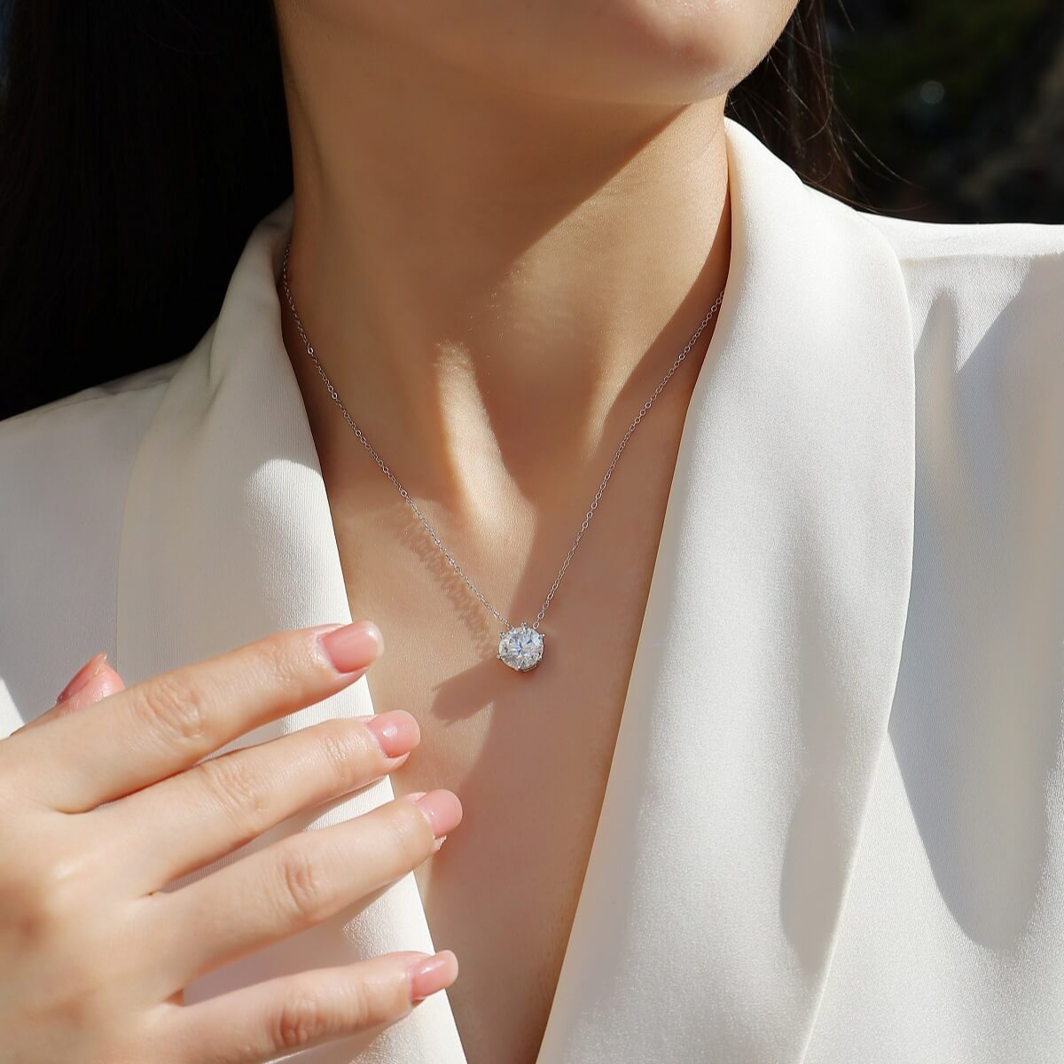 S925 Classic Six Claw Moissan Necklace-MARDAZA