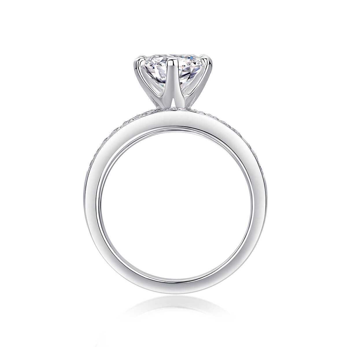 MARDAZA Classic 3PCS Round Cut Sterling Silver Moissanite Ring Set