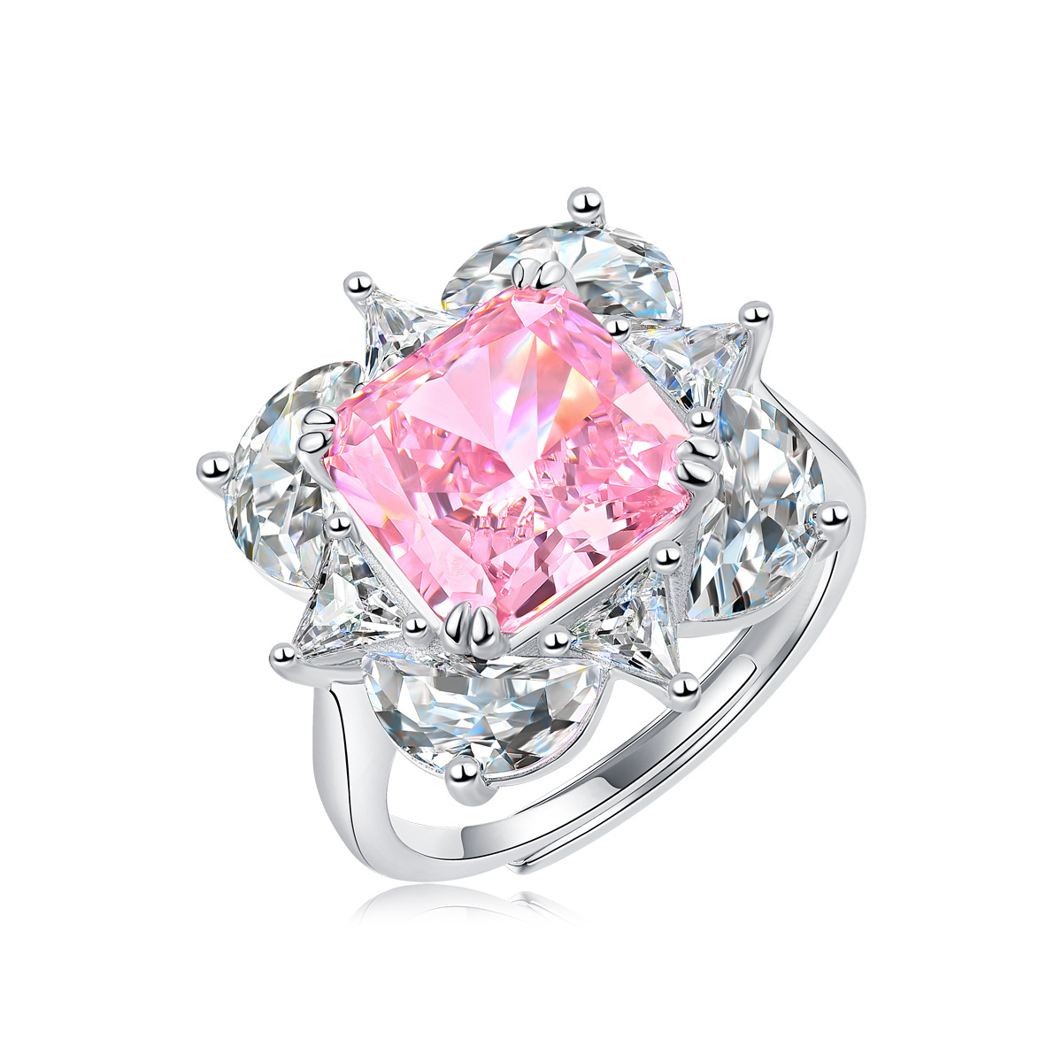 S925 Lotus Pink High Carbon Diamond Ring