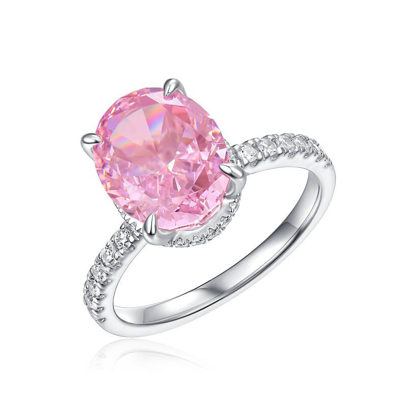 S925 Classic Ellipse Pink High Carbon Diamond Ring