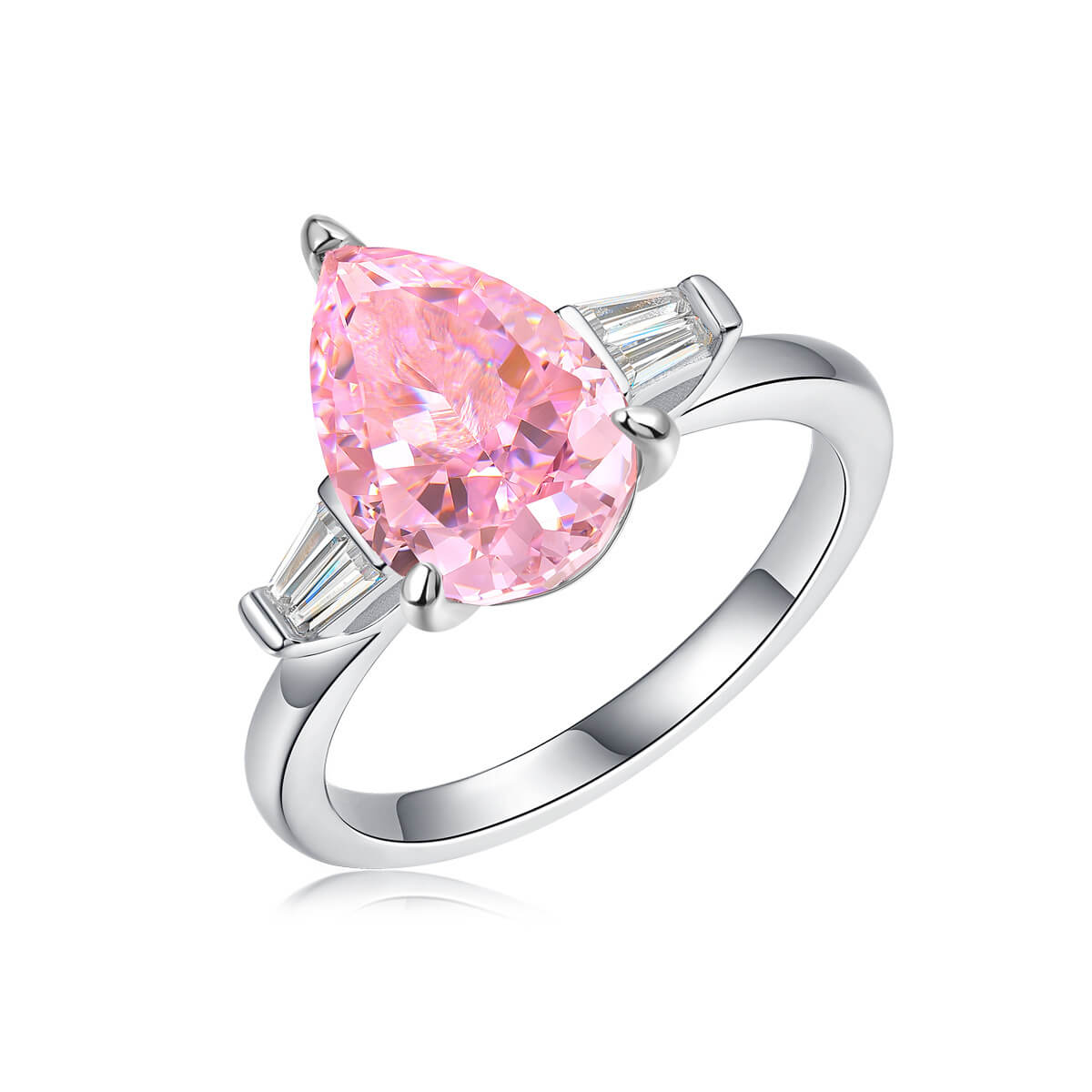 S925 Water Drop Pink High Carbon Diamond Ring