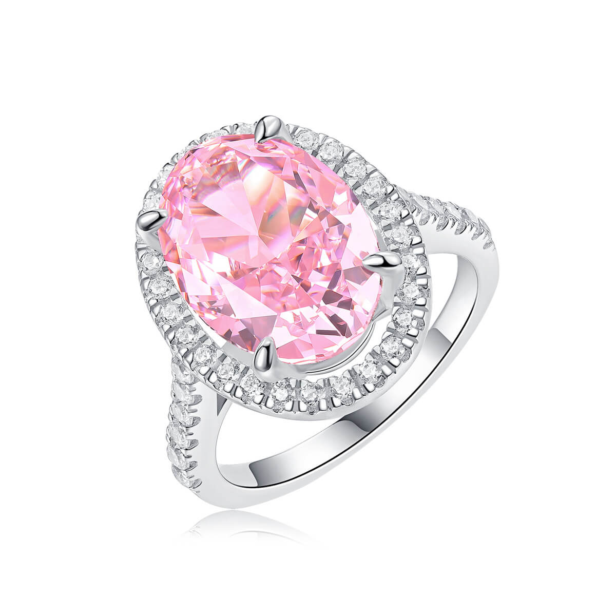 S925 Peach Pink High Carbon Diamond Ring