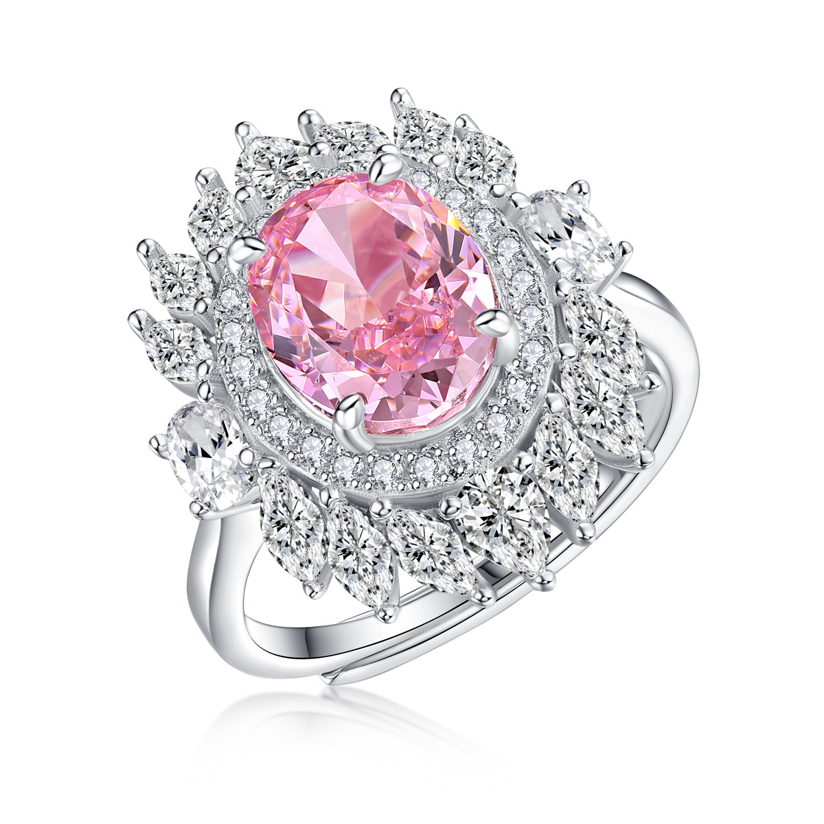 S925 Flame Pink High Carbon Diamond Ring