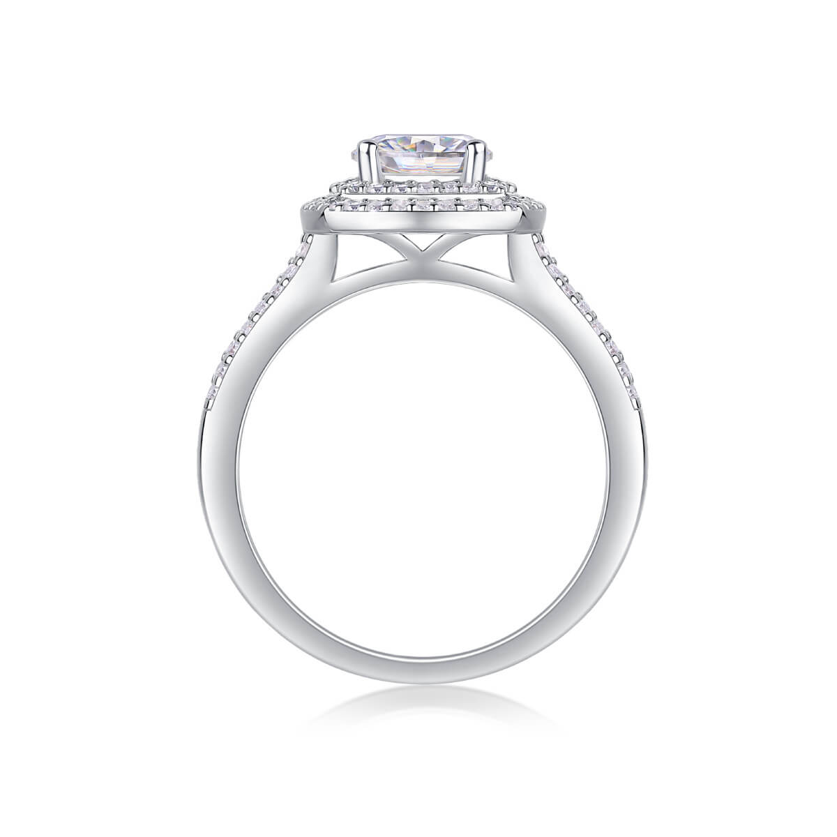 MARDAZA Double Halo Cushion Round Cut Sterling Silver Moissanite Ring