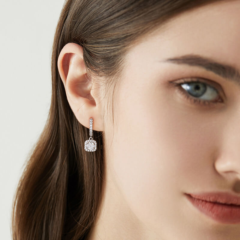 S925 Square Candy Moissanite Earrings-MARDAZA