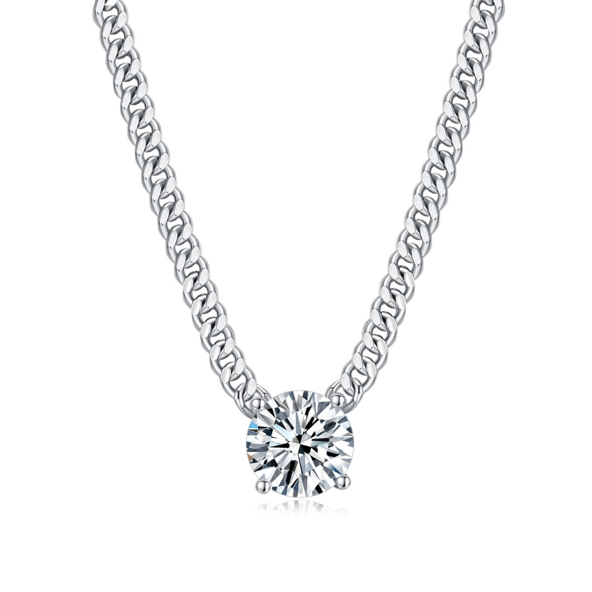 S925 Moissanite Cuban Link Necklace-MARDAZA