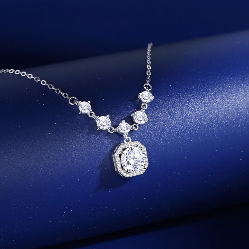 S925 Square Candy Moissanite Necklace-MARDAZA