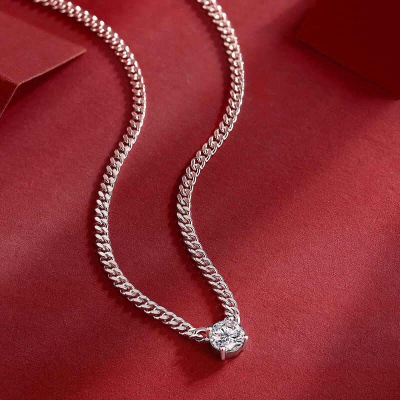 S925 Moissanite Cuban Link Necklace-MARDAZA