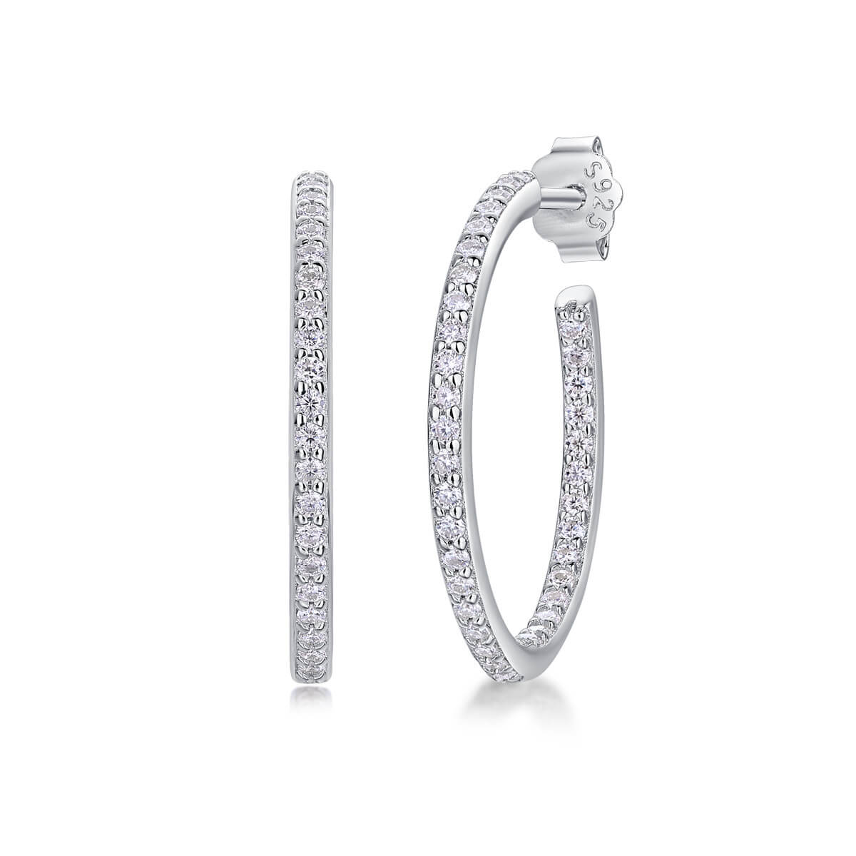 S925 Satin Ribbon Moissanite Hoop Earrings-MARDAZA