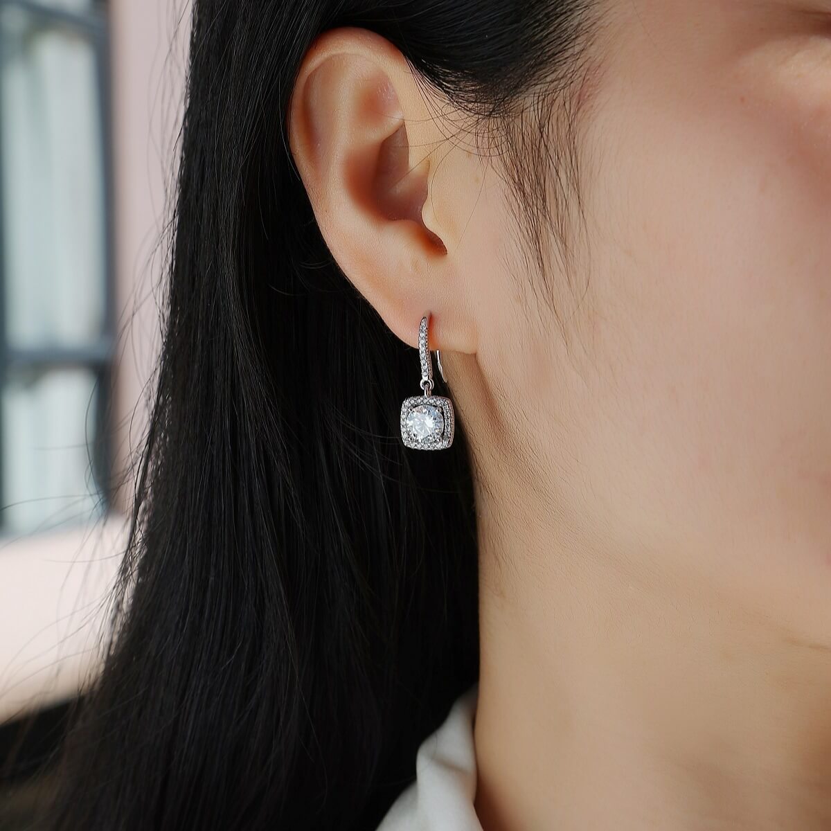 S925 Square Candy Moissanite Long Earrings-MARDAZA