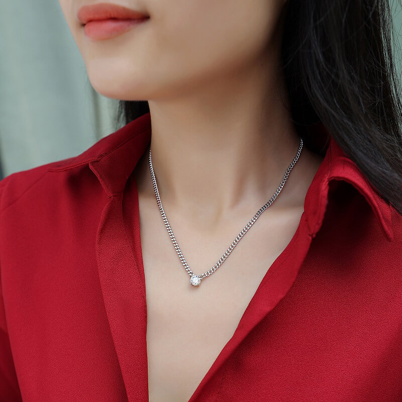 S925 Moissanite Cuban Link Necklace-MARDAZA