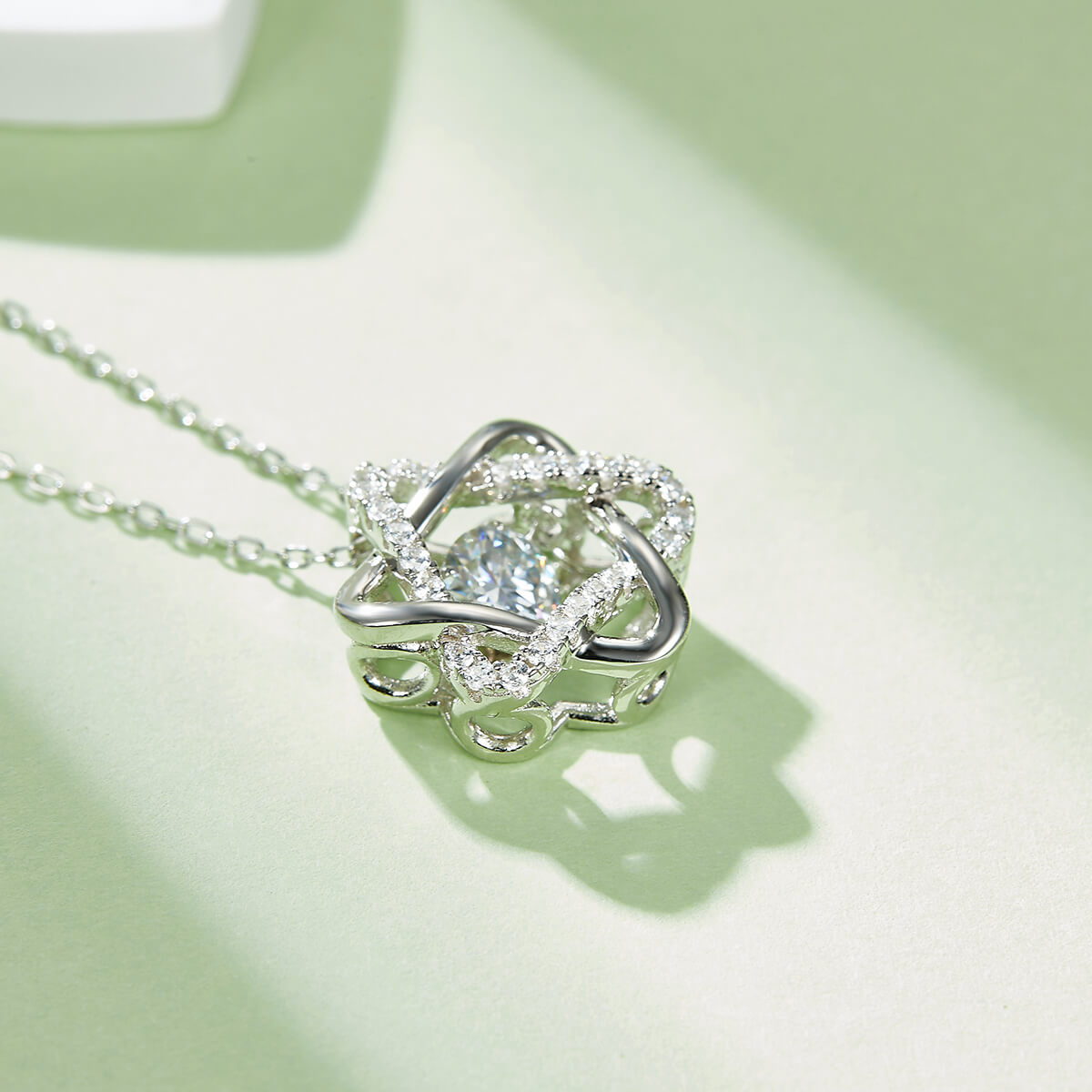 MARDAZA Dancing Star Hexagram Round Cut Sterling Silver Moissanite Necklace